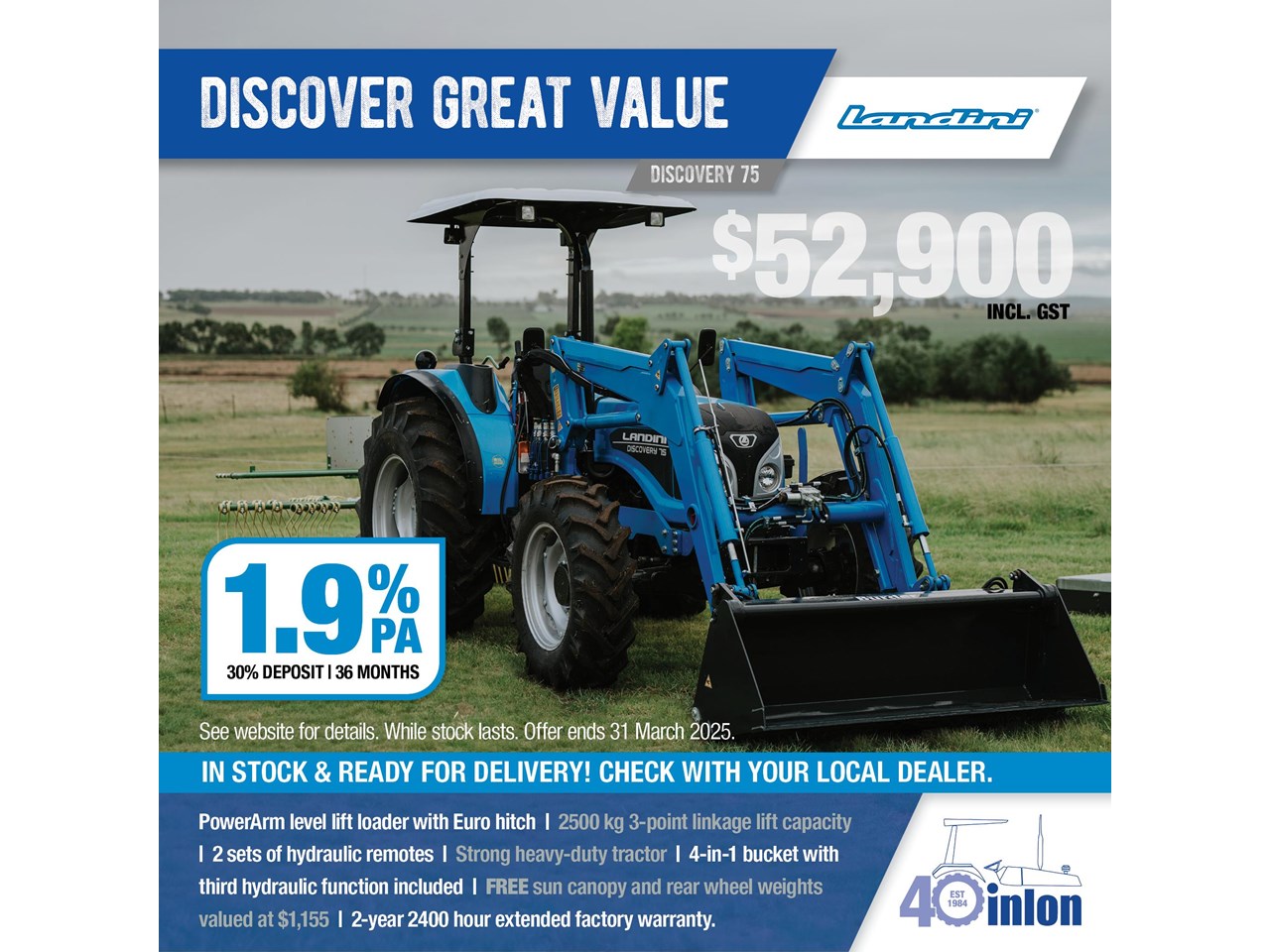 TANNERTRACK - Landini Discovery 75 With Front End Loader