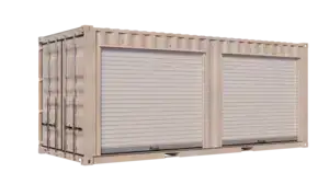 20ft Refurbished Storage Container w/ Two 8ft Roll-up Doors on Right Side